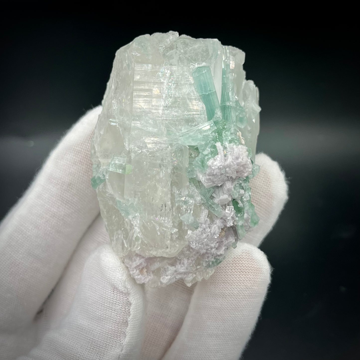 Natural Blue-Green Tourmaline on Quartz - Skardu, Pakistan Specimen