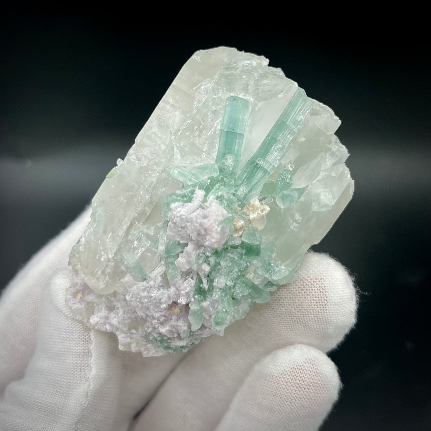 Natural Blue-Green Tourmaline on Quartz - Skardu, Pakistan Specimen