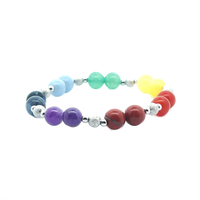 CHAKRA, SILVER ROUND METAL BEADS BRACELET 8mm