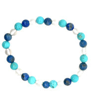 BLUE TURQUOISE, LAPIS, CRYSTAL BRACELET 6mm