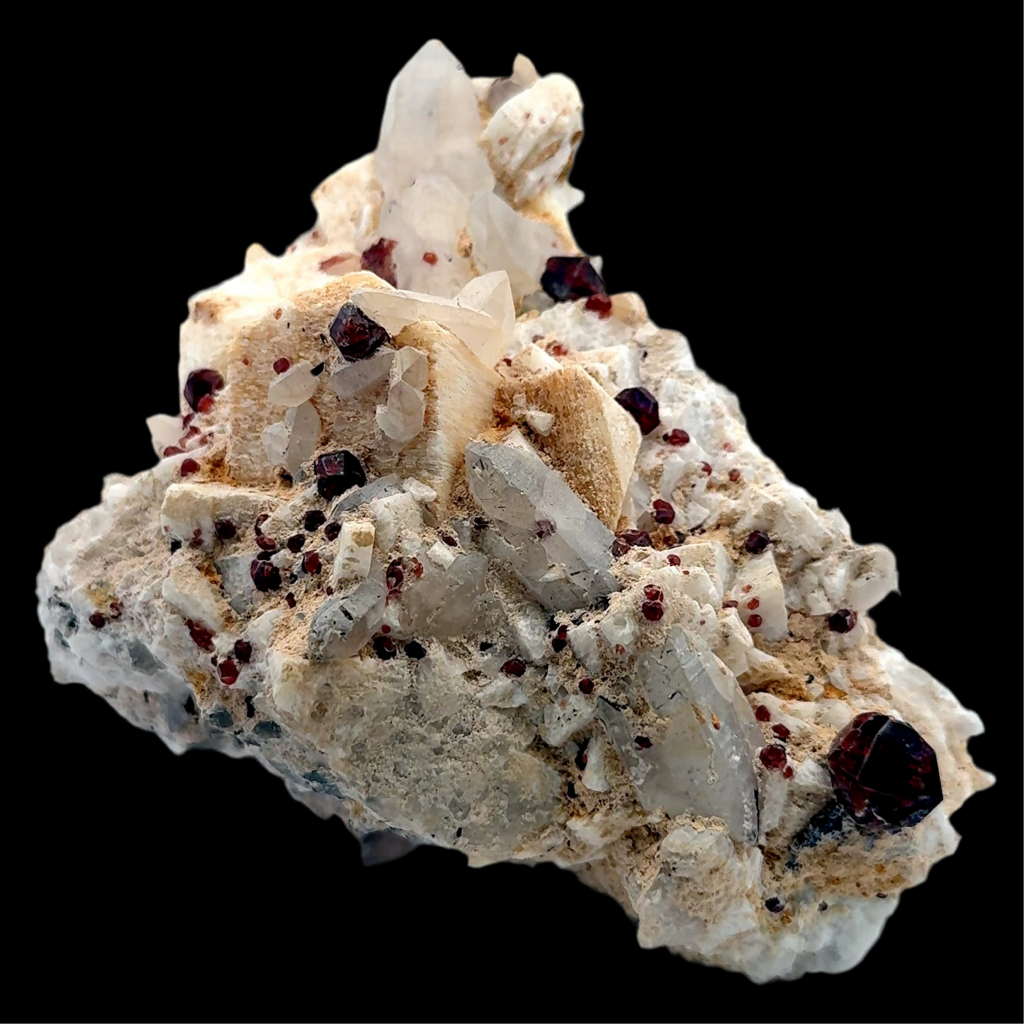 Pakistan Garnet & Black Tourmaline on Matrix - Gilgit Mountain Specimen