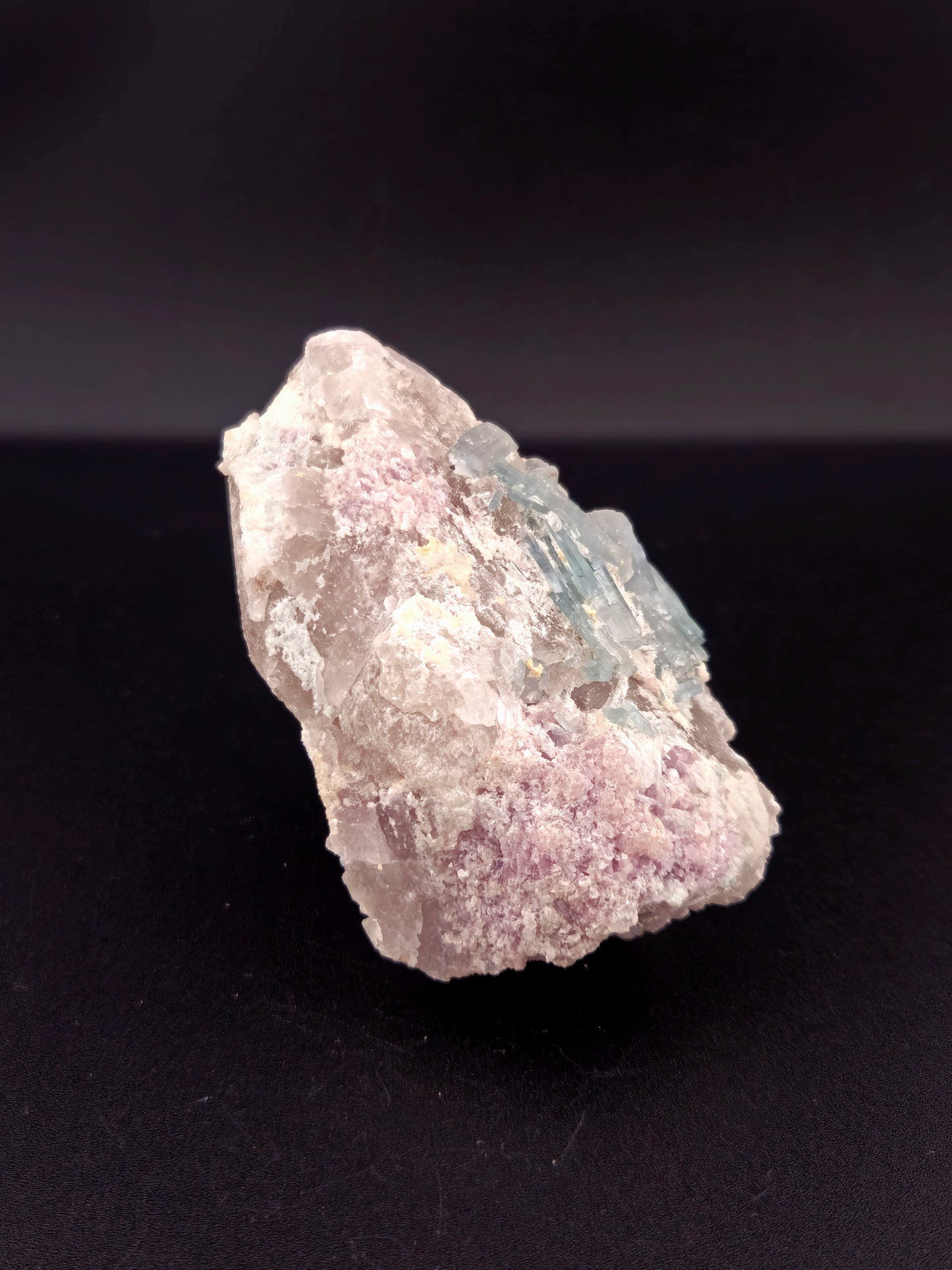 Indicolite Tourmaline with Quartz in Matrix and Lepidolite – Collector’s Healing Crystal