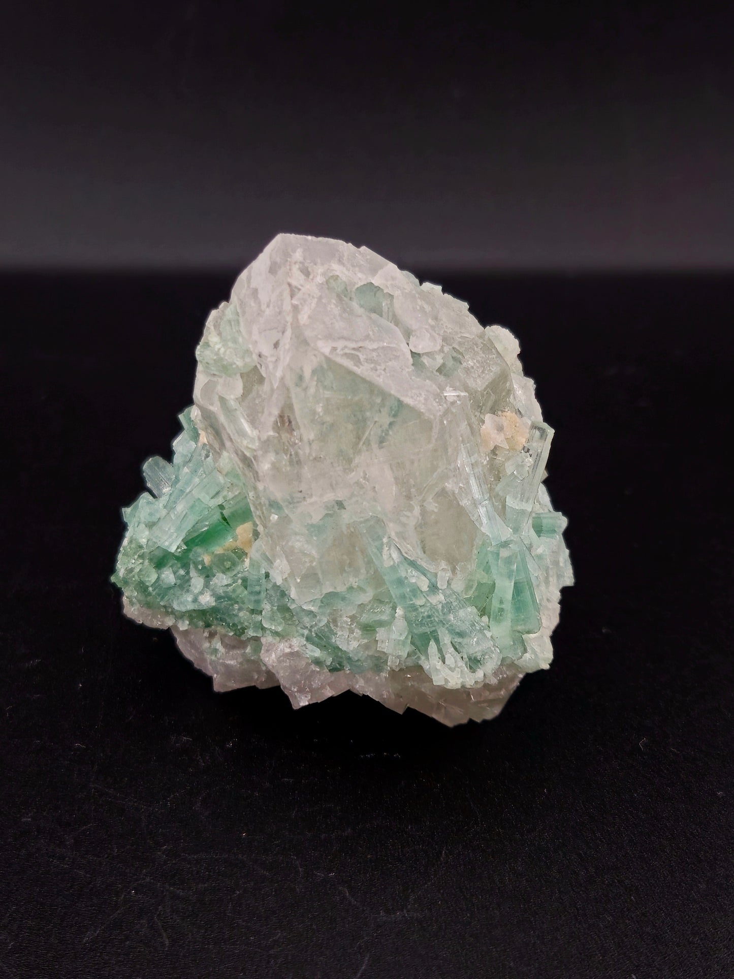 Indicolite Tourmaline with Quartz โ Natural Blue Tourmaline and Quartz Cluster