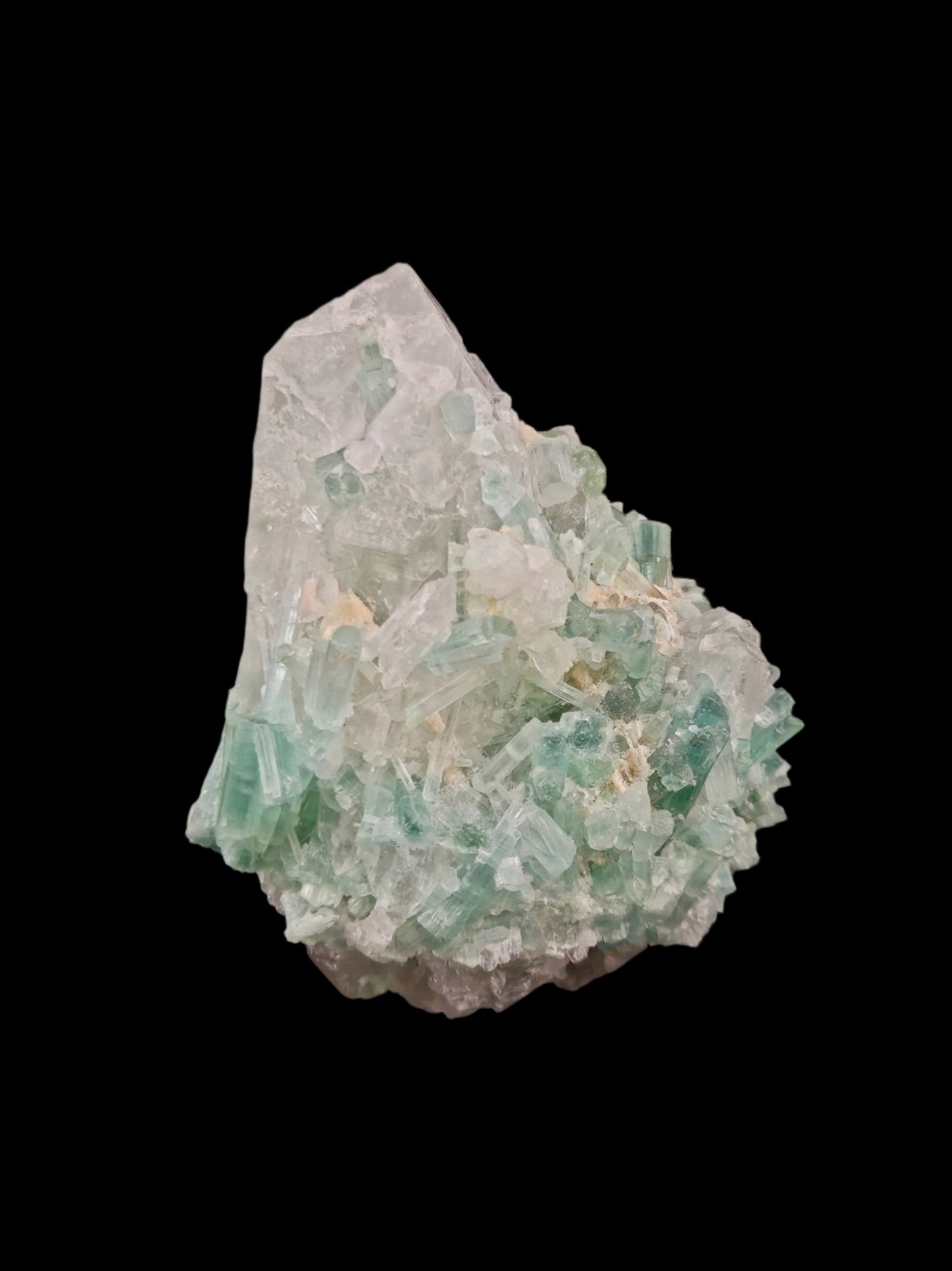 Indicolite Tourmaline with Quartz โ Natural Blue Tourmaline and Quartz Cluster