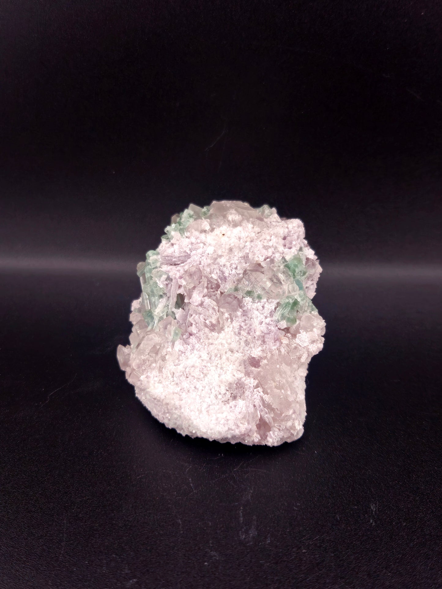 Indicolite Tourmaline with Quartz in Matrix and Lepidolite โ Spiritual Growth Crystal