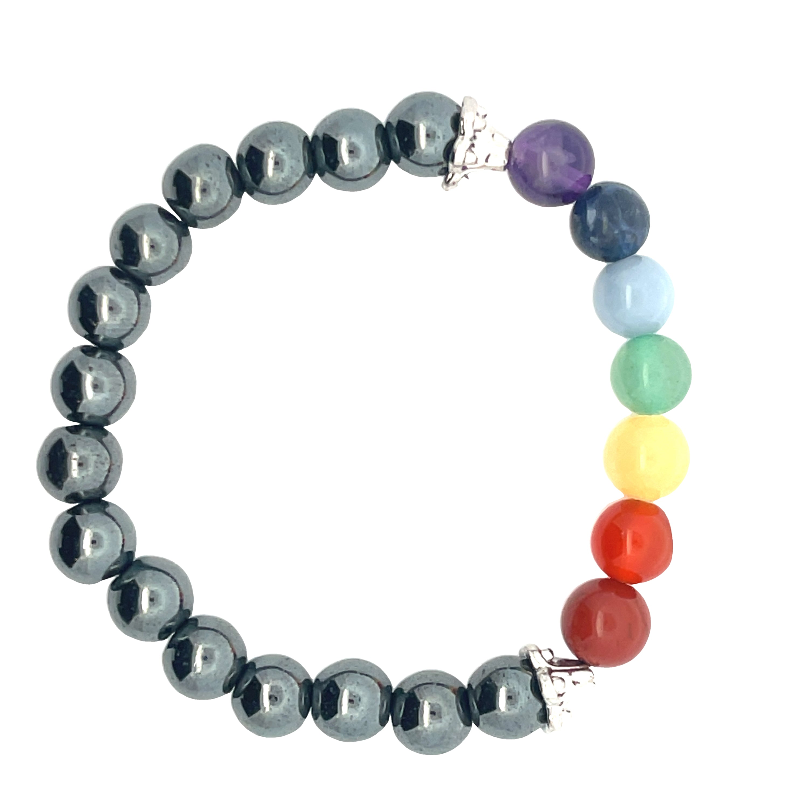 Hematite w/7 Chakra Stones 8mm
