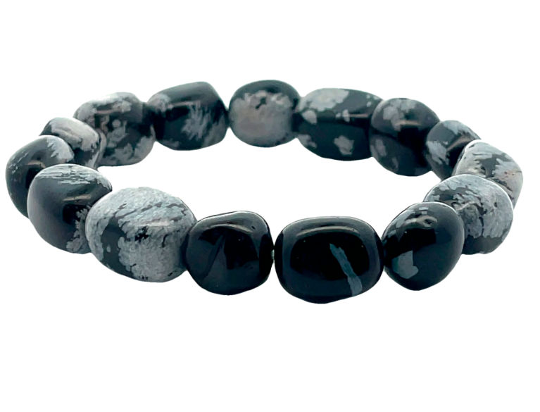SnowFlake Obsidian Tumbled Stone Bracelet