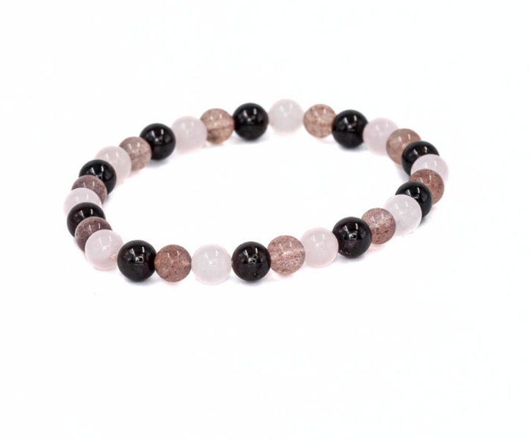 Rose Quartz, Strawberyy Quartz, Garnet Mix 6mm Bracelet