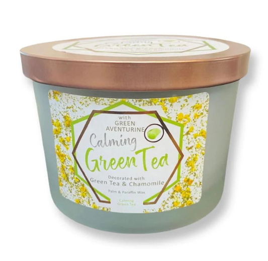 Calming Green Tea - Green Aventurine Wood Wick Candle