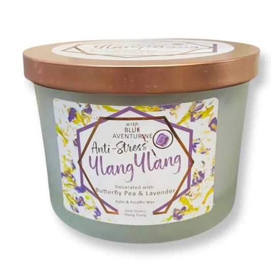 Anti-Stress Ylang Ylang - Blue Aventurine Wood Wick Candle