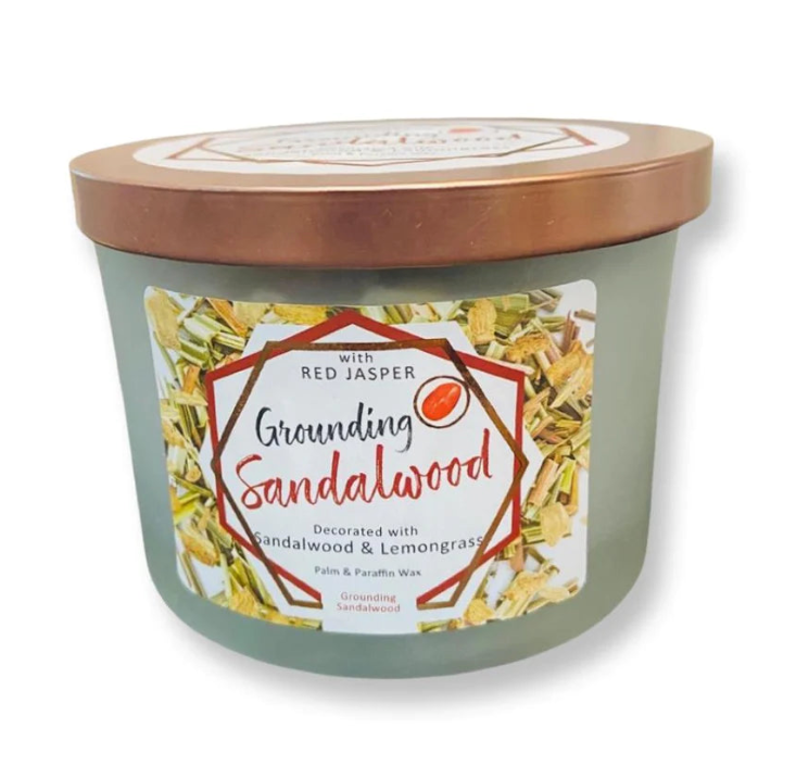 Grounding Sandalwood - Red Jasper Wood Wick Candle