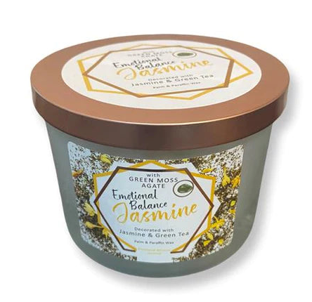 Emotional Balance - Moss Agate Jasmine Wood Wick Candle