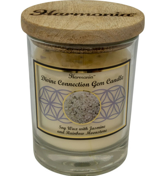 Divine Connection - Rainbow Moonstone Gemstone Soy Candle