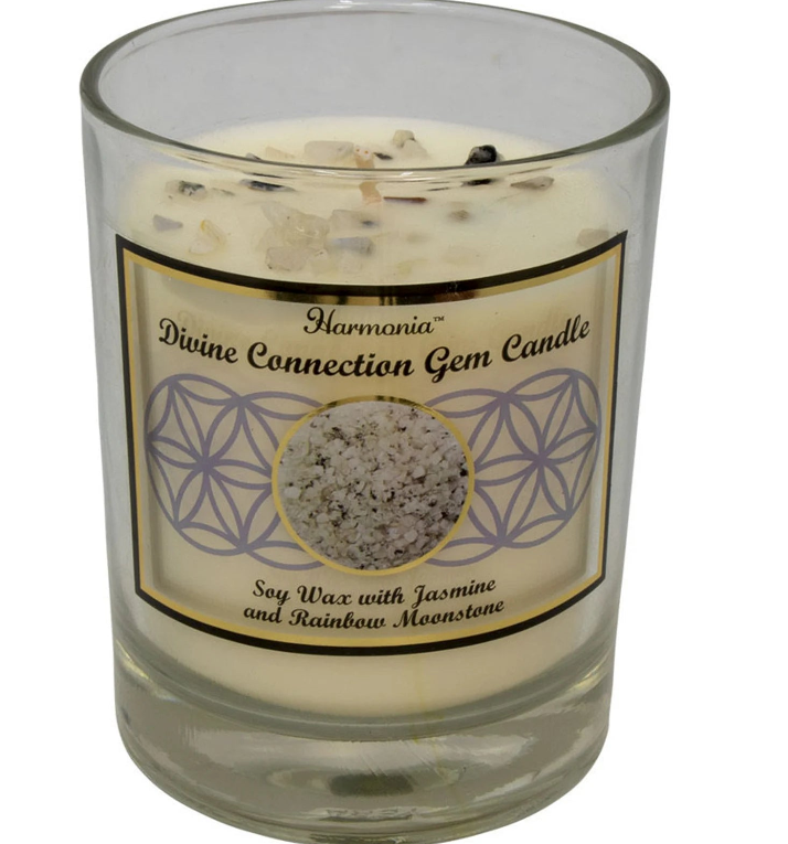 Divine Connection - Rainbow Moonstone Gemstone Soy Candle