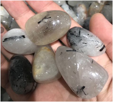 Tourmalined Quartz Tumbled Stones