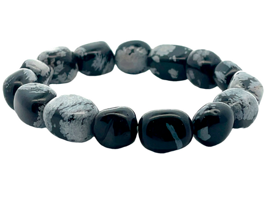 SnowFlake Obsidian Tumbled Stone Bracelet