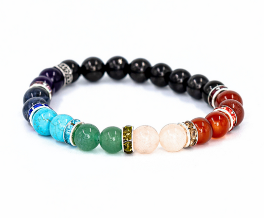 Shunjite w/7 Chakra Stones 8mm Bracelet