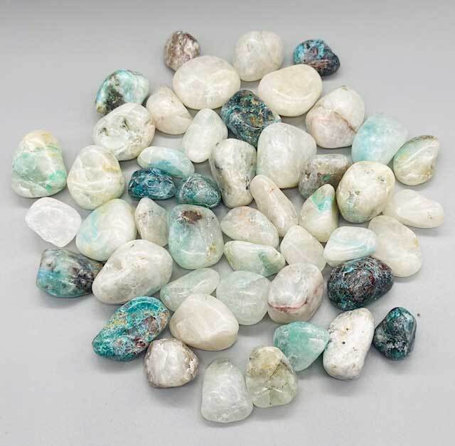 Quartz In Chrysocolla Tumble
