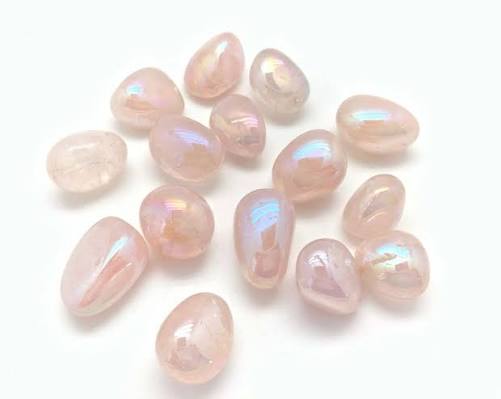 Aura Rose Quartz Tumbled Stones